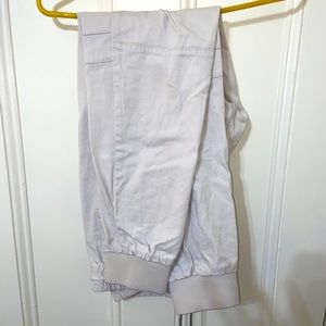 White Ribbed Joggers